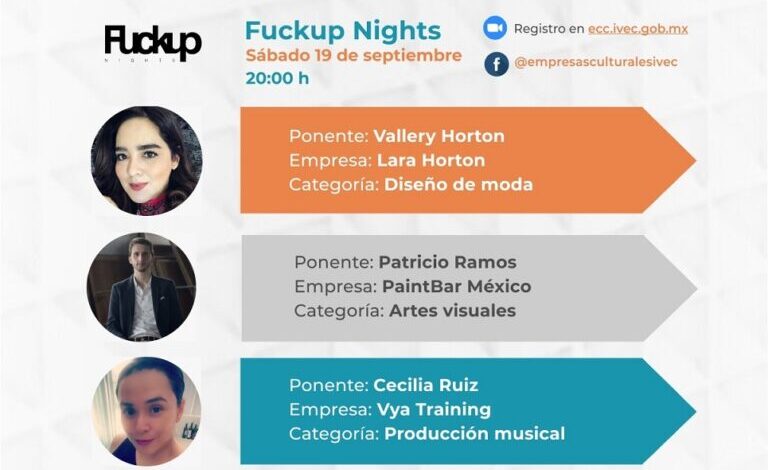 Invita IVEC a sesiones Fuckup Night, como parte del MECCVER 2020