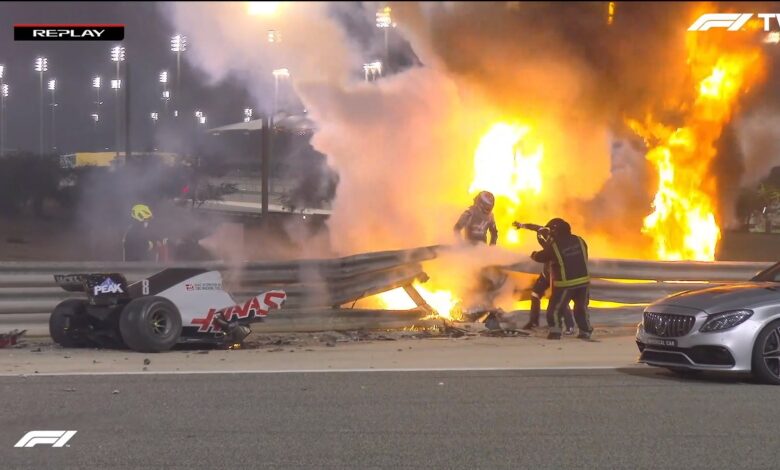 Romain Grosjean sufre un grave accidente en el GP de Bahrein