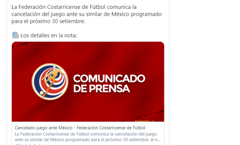 Partido amistoso entre la Selección Mexicana y Costa Rica se cancela