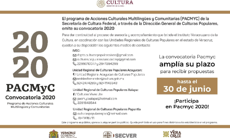 Extienden al 30 de junio el plazo para recepción de proyectos PACMyC 2020