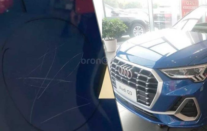 Adiós aguinaldo; niña rayó diez autos Audi