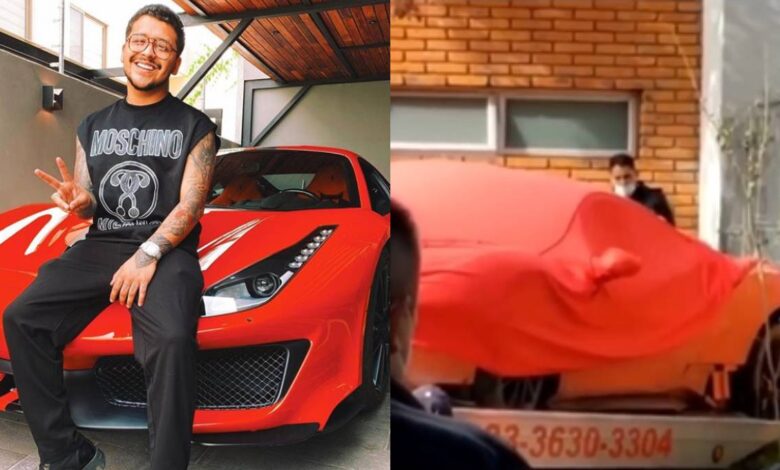 Rumoran que Christian Nodal chocó su lujoso Ferrari 488 Pista