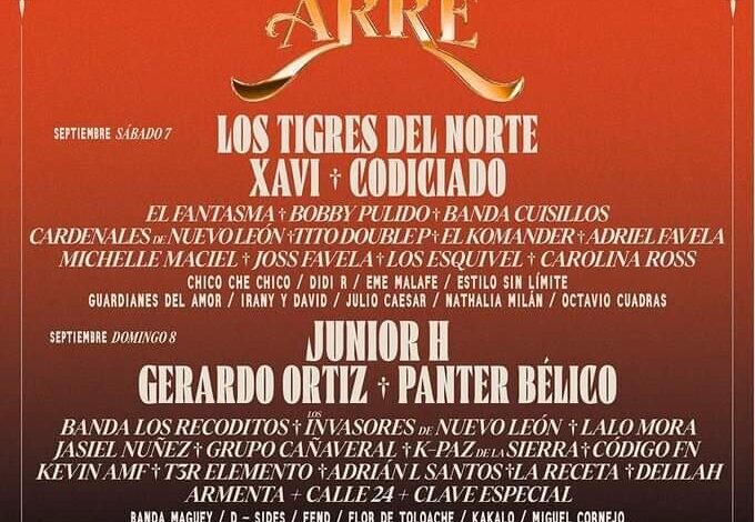 Revelan el cartel del Festival Arre 2024; incluye a Los Tigres del Norte y Junior H