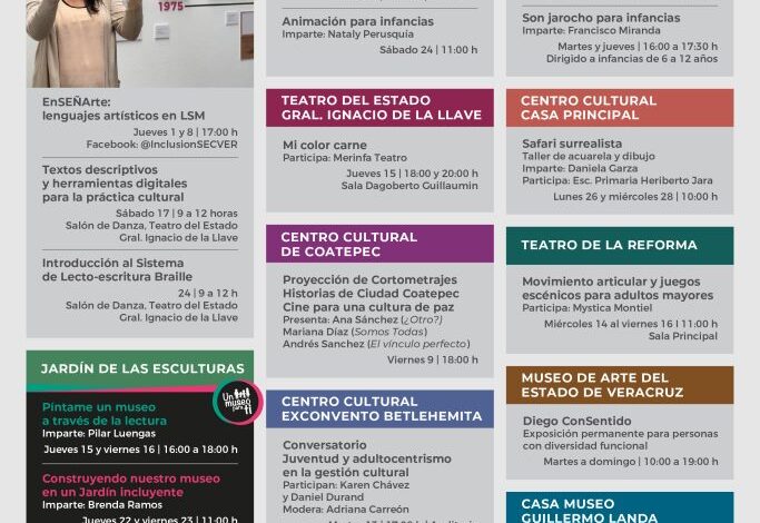 Presenta SECVER su cartelera de actividades con enfoque inclusivo del mes de agosto