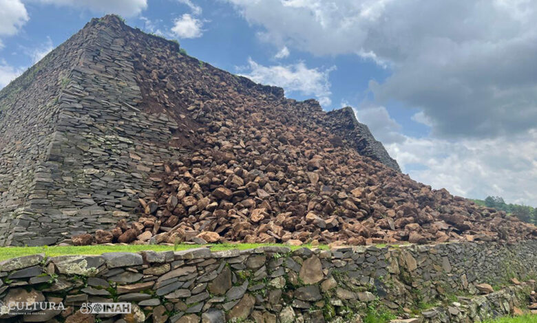 INAH atiende basamento de la Zona Arqueológica de Ihuatzio por derrumbe