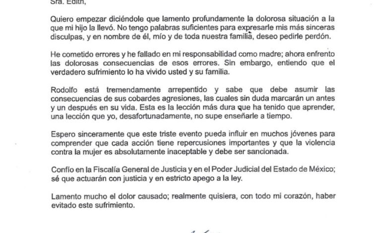 Madre de «Fofo» Márquez ofrece disculpa pública a Edith, mujer violentada por su hijo